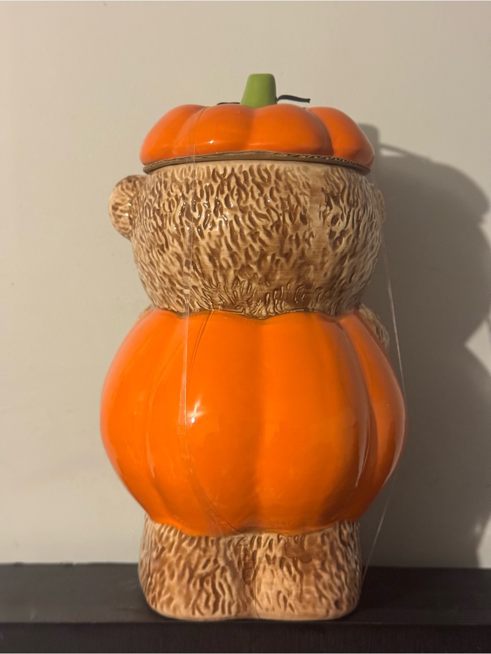 Creepy critters Brown Bear Pumpkin Cookie Jar - Orange Halloween Bear ceramic - Picture 8 of 10